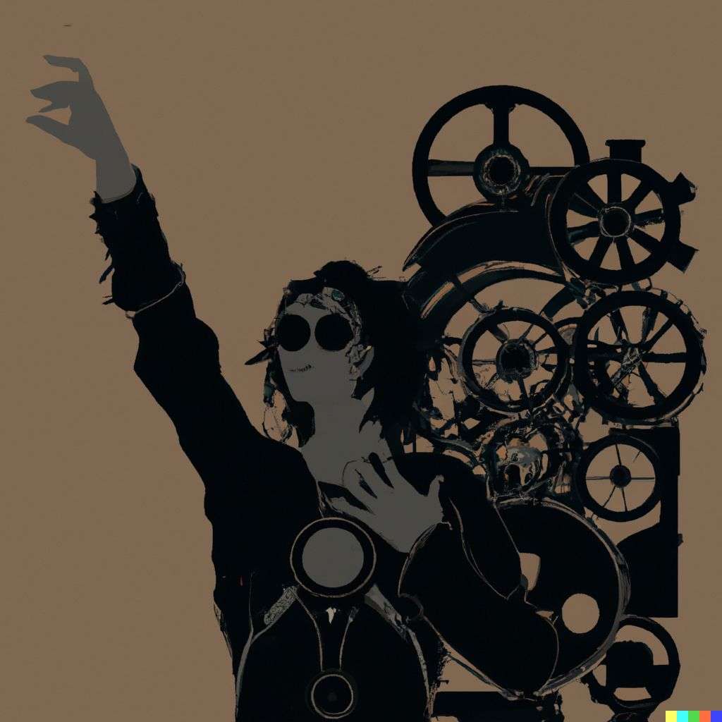 a representation of anxiety, digital art, steampunk